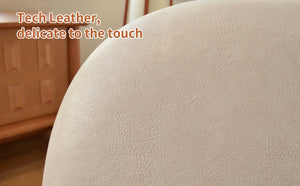English Elm Cute Faux Leather Armless Accent Chair Solid Wood Legs Cushioned Seat Modern Cream W2105P440975