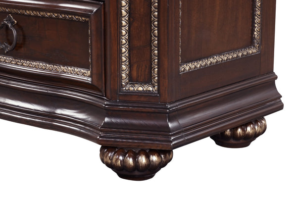 English Elm Paris G09300-D Dresser with Velvet-Lined Top Drawer, Wood Veneer Finish, Iron-Style Handles & Bun Feet Cherry 72 L x 23 W x 37 H B078P301566