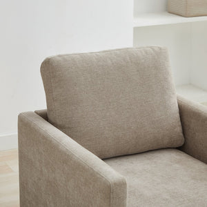 English Elm 30.7"W Square Swivel Accent Chair with Wavy Chenille Upholstery, Solid Wood Frame, 360° Comfort Lounge taupe W3188P280021