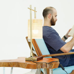 English Elm Ashcroft Furniture - Bedroom Table Lamp - Nordic Moonstone Bamboo Shade For Warm, Cozy Ambiance In Study & Living Rooms B183P315122