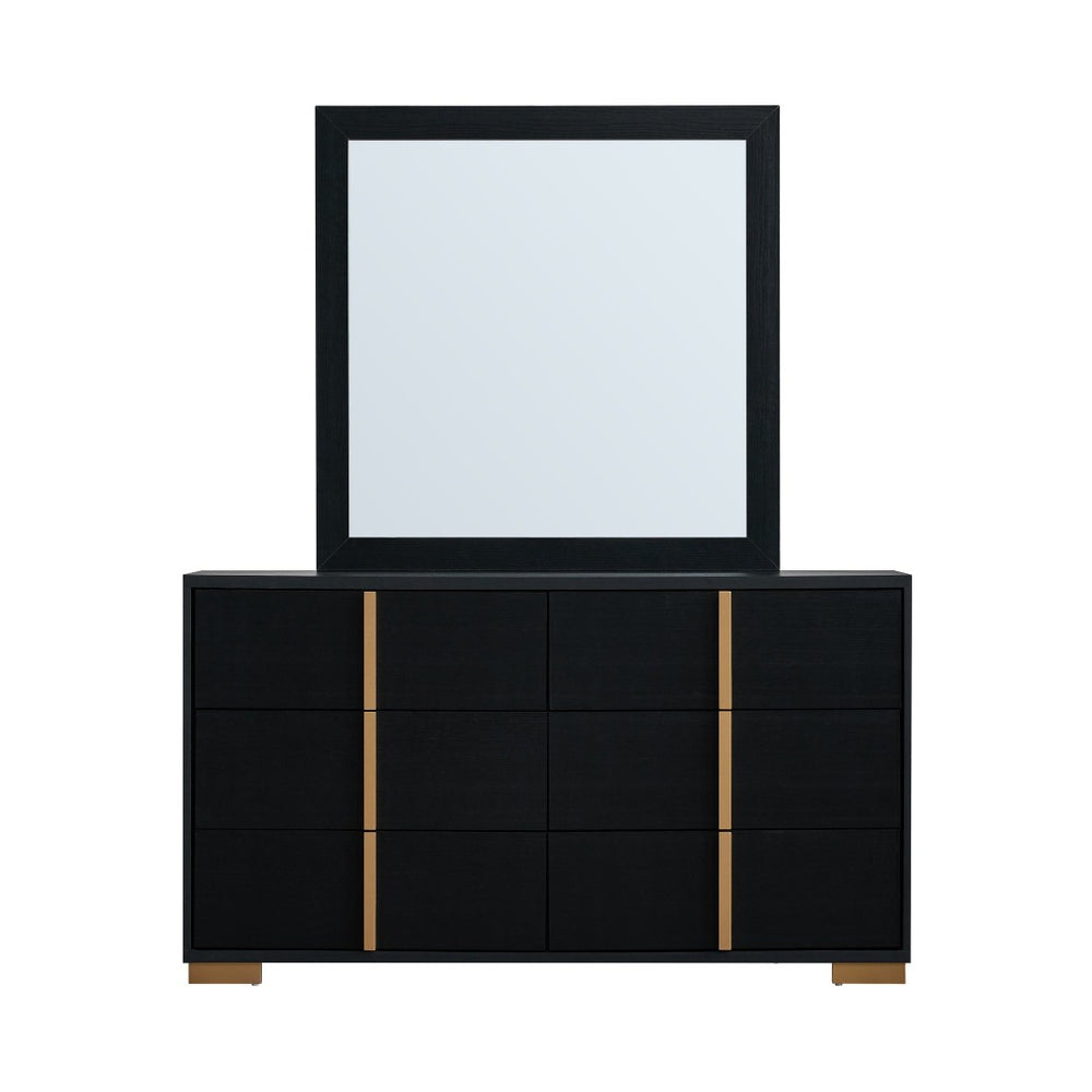English Elm Steeler Five Drawer Glam Dresser Black Laminate with Gold Hardware Bedroom Storage B078P497914