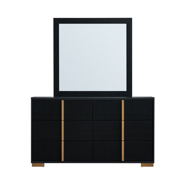 English Elm Steeler Five Drawer Glam Dresser Black Laminate with Gold Hardware Bedroom Storage B078P497914