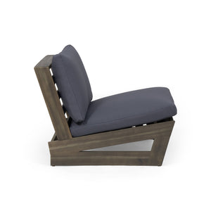 English Elm Christopher Knight Home® - SHERWOOD Club Chair with Acacia Wood Frame, Weather-Resistant Outdoor Lounge Seating with Cushions DARK GREY 64867.00DGRYMP1