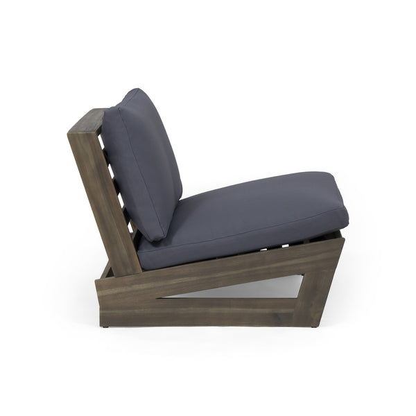 English Elm Christopher Knight Home® - SHERWOOD Club Chair with Acacia Wood Frame, Weather-Resistant Outdoor Lounge Seating with Cushions DARK GREY 64867.00DGRYMP1