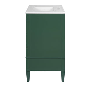 English Elm 30 30 Inch Bathroom Vanity with Ceramic Sink, Modern Compact 3-Drawer Storage Cabinet for Small Baths Green N710P247499F