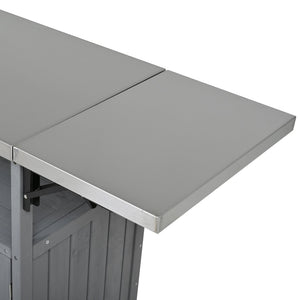English Elm Foldable Outdoor Kitchen Cart with Stainless Worktop Fir Wood Frame and Lockable Wheels Grey N719P380279E