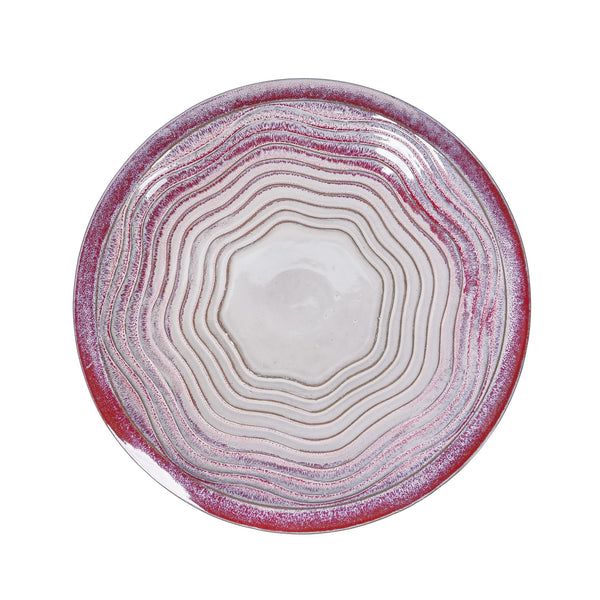 English Elm 17'' Hand-Glazed Ceramic Bird Bath Pedestal with Swirl Pattern, Durable Lightweight Outdoor Sculpture White+Pink W3273P322556