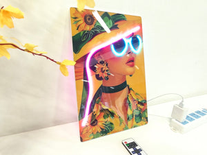 English Elm 16X10 Fashion Girl Led Wall Art – Neon Glow Acrylic Decor For Modern Living Rooms & Bedrooms T3976P383253