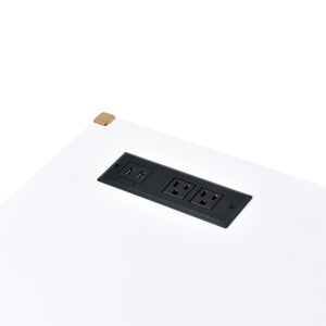 English Elm Midriaks Modern Baby Blue Finish Writing Desk with USB Port, 40"L Sleek Metal Base, Durable Top Golden,White 48 L x 24 W x 5 H B2726P265745