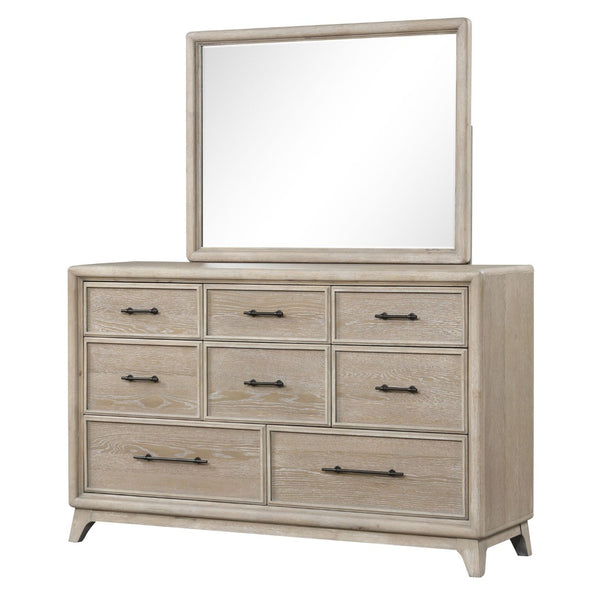 English Elm 1pc Eight Drawer Oak Veneer Dresser Rubberwood Frame Matte Hardware Bedroom Storage B2741P460888