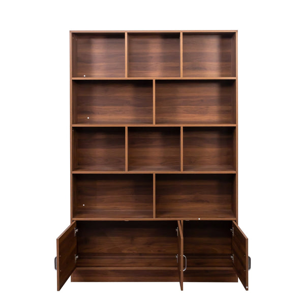 English Elm 70.87" Tall Bookshelf with 10 Cubes and 3 Doors — 4-Tier Modern Cube Organizer for Living Room Office W331P257393