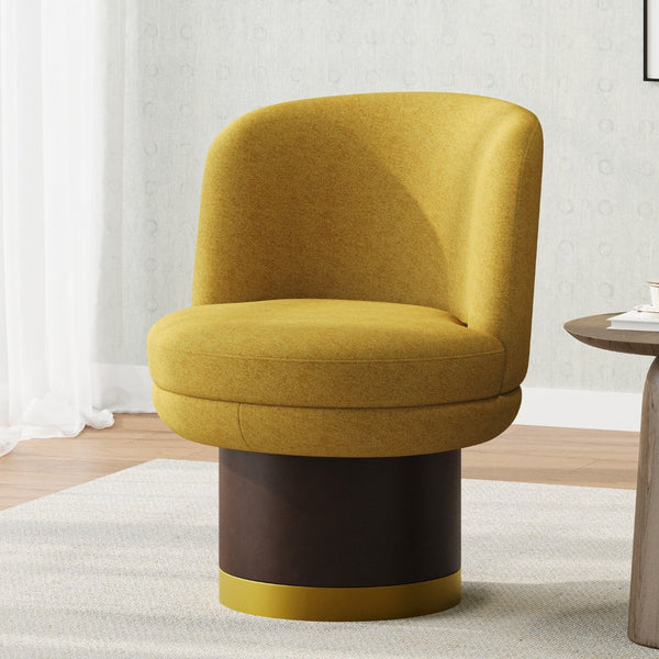 English Elm 360°swivel Chenille Barrel Chair Mid-century Round Seat for Living Room or Bedroom N763P331762L