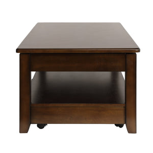 English Elm Contemporary Chairside Table with Open Shelf and Deep Finish for Living Room Style and Functionality Cherry 51.5 L x 29 W x 12 H B011P297485