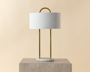 Sunpan KEZNA Table Lamp - Unique White Marble Base & Soft Matte Shade for Modern Elegance in Any Space 109264