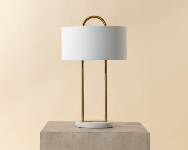 Sunpan KEZNA Table Lamp - Unique White Marble Base & Soft Matte Shade for Modern Elegance in Any Space 109264