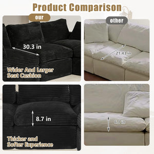English Elm Modular Chenille Sectional Sofa Boneless Deep Seat Cloud Couch with Ottoman for Living Room White T5880S00003