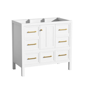 English Elm 36'' Elegant Freestanding Bathroom Vanity Cabinet - Solid Wood, 5 Drawers, Soft-Close Doors, Stylish Storage N710P256102K