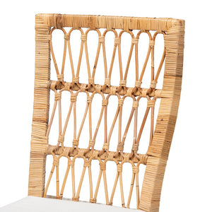 English Elm Modern Boho Rattan Rod Dining Chair Set of Two with Crisscross Base for Casual Spaces B2750P420348