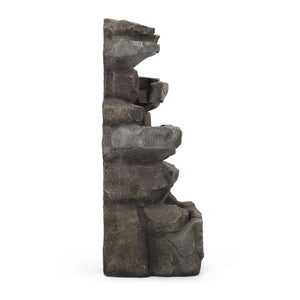 English Elm Christopher Knight Home® - APACHE 4 Tier Fountain Stone Gray - Faux Stone Waterfall with LED Lights, Weather-Resistant 34" 71794.00SGRY