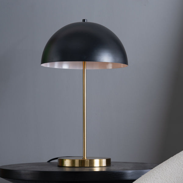 English Elm Ashcroft Furniture - Modern Stratos Table Lamp Gold Base Black Outer White Inner Dome Shade Minimalist Bedside Light B183P315114