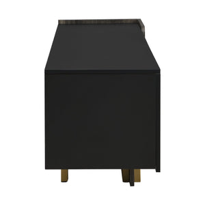 English Elm VIBE Light Luxury TV Cabinet and Coffee Table Set with Gold Accents, MDF & Metal, Spacious Storage Black SJ000149AAB