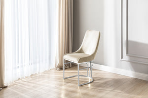 English Elm Emrald Modern Style 2Pc Dining Chair Set - Plush Beige Velvet With Sleek Steel Legs For Comfort B009P298424