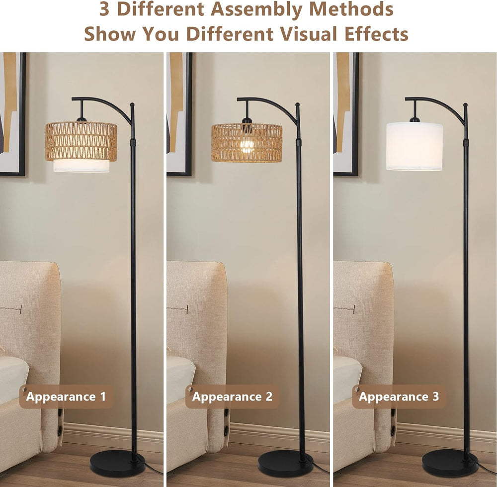 English Elm Arc Floor Lamp With Remote & Dimmable Bulb - Adjustable 3-Color Temperature Decor For Home & Office W2738P185402