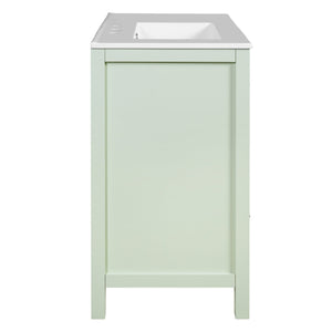 English Elm 36" Green Bathroom Vanity with Waffle Texture Doors, 4 Drawers, Glass Panels, Soft-Closing, Modern Storage N710P280025C