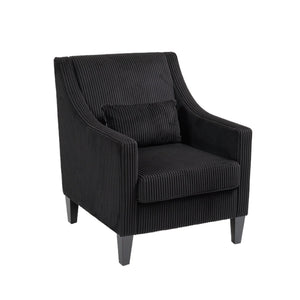 English Elm COOLMORE Modern Accent Chair with Plush Corduroy Upholstery, Solid Wood Frame and Two Pillows Black W395P195364