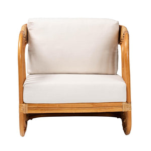 English Elm Bohemian Natural Rattan Accent Chair Woven Honey Frame with Removable Cushion B2750P467725