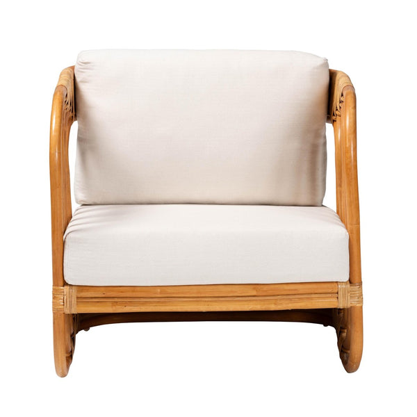 English Elm Bohemian Natural Rattan Accent Chair Woven Honey Frame with Removable Cushion B2750P467725