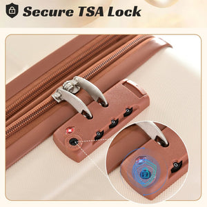 English Elm Hardshell Abs Checked Suitcase with 360 Spinner Wheels Expandable Tsa Lock 28 Inch Brown+White N730P296747O
