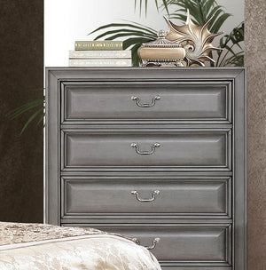 English Elm Transitional Elegant Five-Drawer Chest with Antique Hardware and Deep Storage for Clutter-Free Bedroom Gray 40 L x 21 W x 58 H B2741P380213
