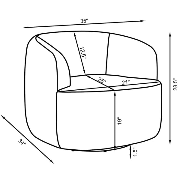 English Elm Denae Natural Upholstered Swivel Chair — Ivory Faux Sheepskin Accent Seat, Curvy 360° Swivel Comfort B062P351429