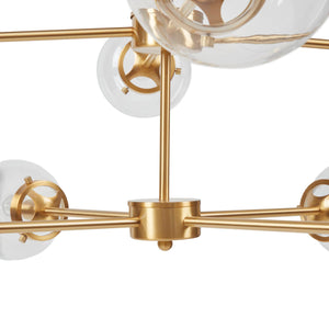 English Elm 8-Light Metal Globe Chandelier Gold Finish with Clear Glass Shades, 34" Dia, Modern Luxe Fixture B035P264529