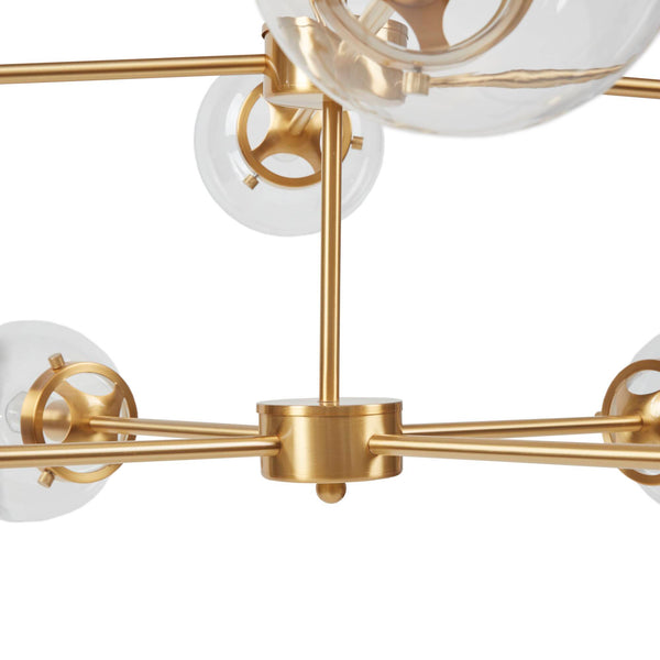 English Elm 8-Light Metal Globe Chandelier Gold Finish with Clear Glass Shades, 34" Dia, Modern Luxe Fixture B035P264529
