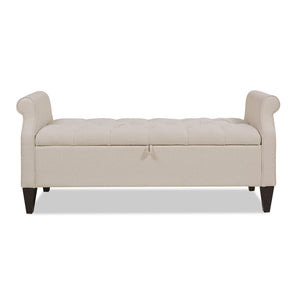 English Elm Jacqueline Tufted Roll Arm Storage Bench Birch Frame Polyester Entryway Seating B2719P238458