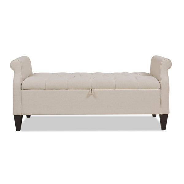 English Elm Jacqueline Tufted Roll Arm Storage Bench Birch Frame Polyester Entryway Seating B2719P238458