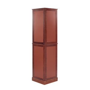English Elm Corner Curio Display Cabinet with Mirrored Back, Interior Lighting, Adjustable Glass Shelves, Elegant Finish Cherry W1693P171669