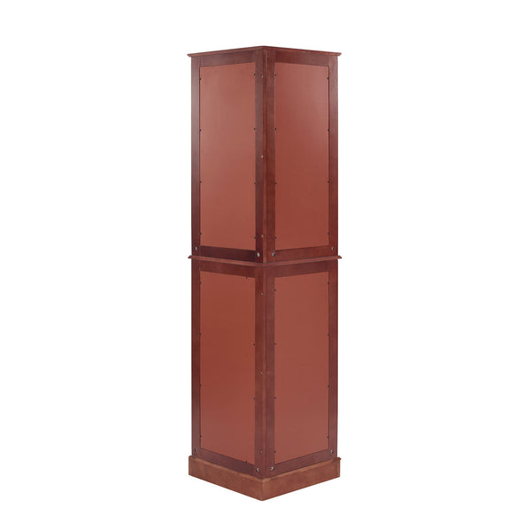 English Elm Corner Curio Display Cabinet with Mirrored Back, Interior Lighting, Adjustable Glass Shelves, Elegant Finish Cherry W1693P171669