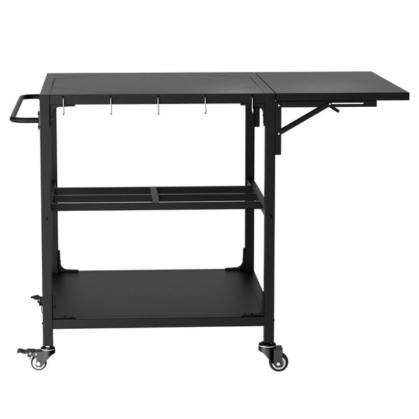 English Elm Outdoor Kamado Grill Cart with Folding Prep Surface Hooks Wheels and Storage Shelf W3190P416753