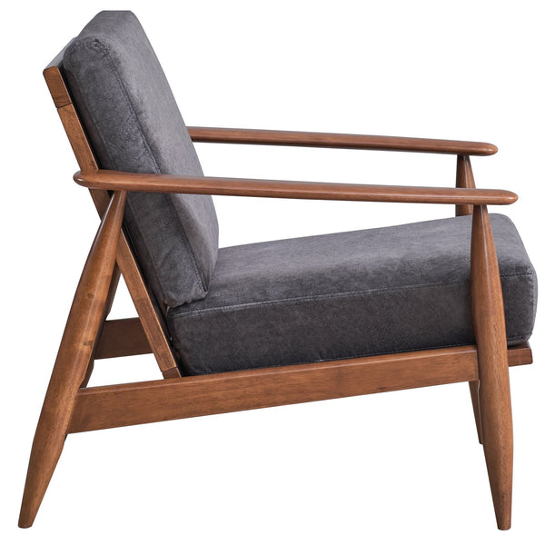 English Elm Charcoal Removable Cushion Accent Chair with Full Foam Comfort, Rubber Wood Frame, Brown Finish B062S00567