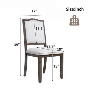 English Elm Farmhouse Upholstered Dining Chairs Set of 4 with High Back, Comfortable Modern Seating for Home Use Brown+Beige N752P271803D