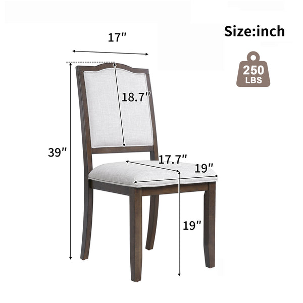 English Elm Farmhouse Upholstered Dining Chairs Set of 4 with High Back, Comfortable Modern Seating for Home Use Brown+Beige N752P271803D