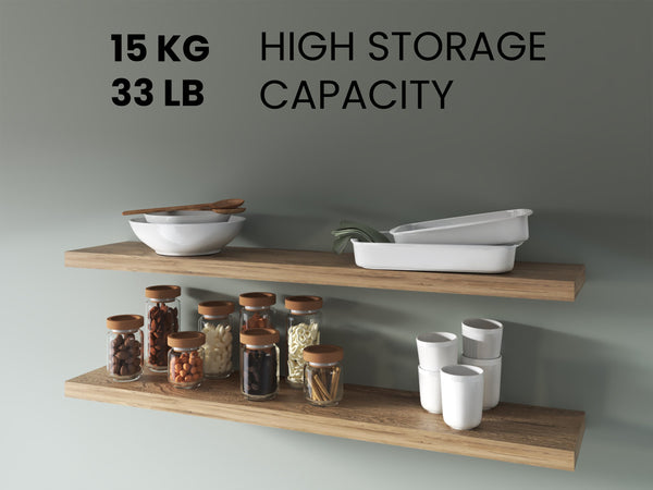 English Elm Greer Floating Shelf Melamine - Modern Minimalist Wall-Mounted 47.3" x 9.8" White Washed Oak Finish Natural Ash 47.2 L x 10.2 W x 3.5 H B128P375323