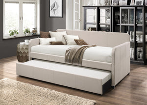 English Elm Jagger Fog Upholstered Daybed with Roll-Out Twin Trundle, Padded Frame, Slat System Included B2726S00321
