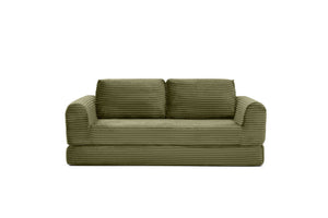 English Elm 2-in-1 Corduroy Futon Sofa Sleeper with Foam Fill and Modular Floor Profile Green W1117P417299