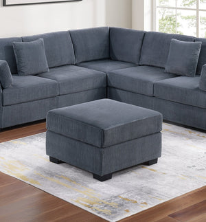 English Elm L-Sectional Corduroy 4-Piece L-Shaped Sectional Sofa Set with Ottoman, Plush Back Cushions & Throw Pillows Dark Gray 34 L x 26 W x 45 H B011S01769