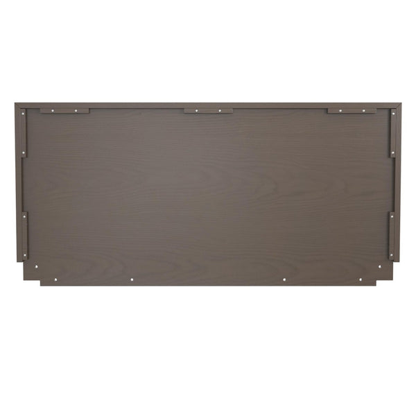 English Elm Upholstered Canvas and Oak Veneer Headboard for Modern Minimalist Bedroom Decor Walnut B2733P436846