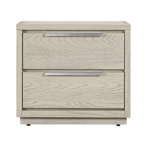 English Elm Abbey Solid Oak Two Drawer Nightstand Gray Finish Bedroom Storage Fully Assembled B2736P464853